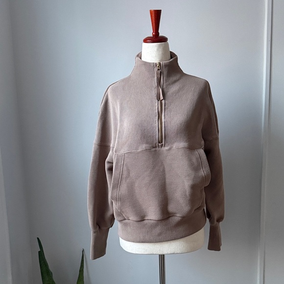 Varley Sweaters - Varley Brown Quarter Zip Pullover Size XS Taupe Turtleneck Sweater